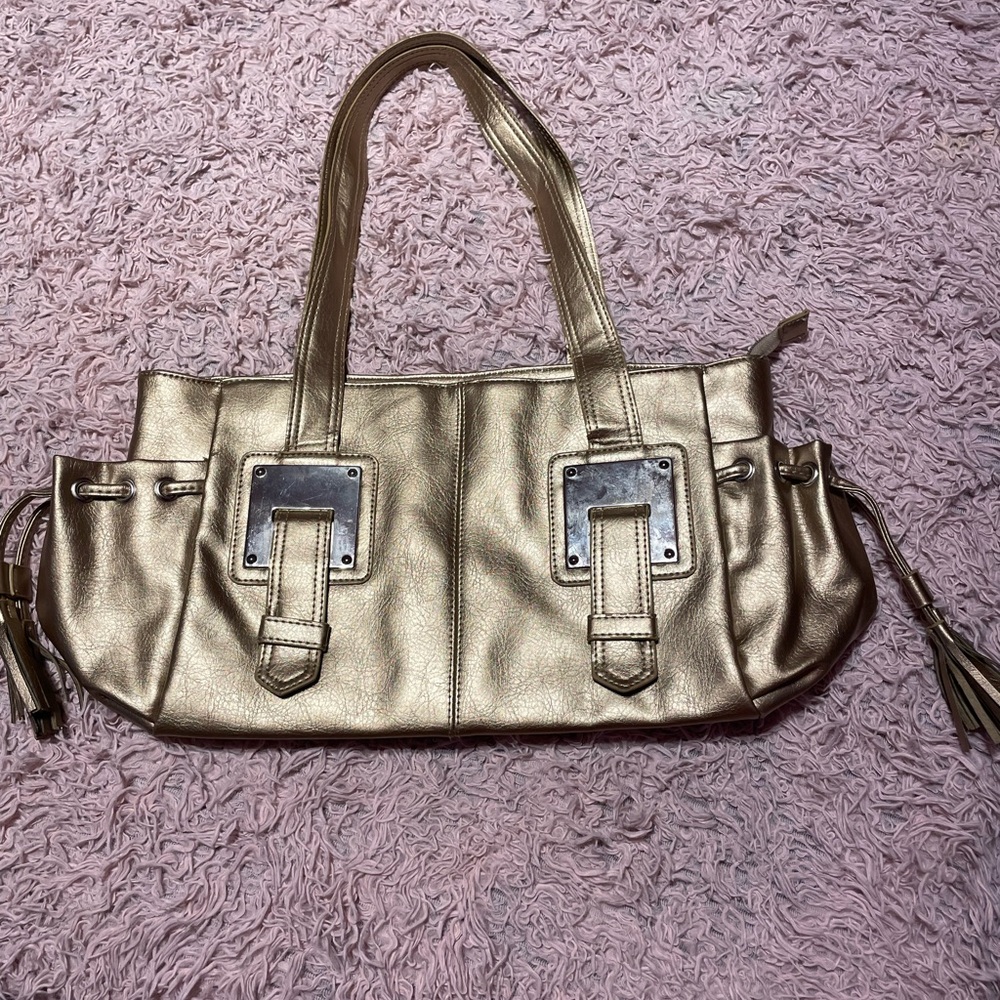 Brand new Y2K Gold leather handbag with adjustable straps #luxury #leather